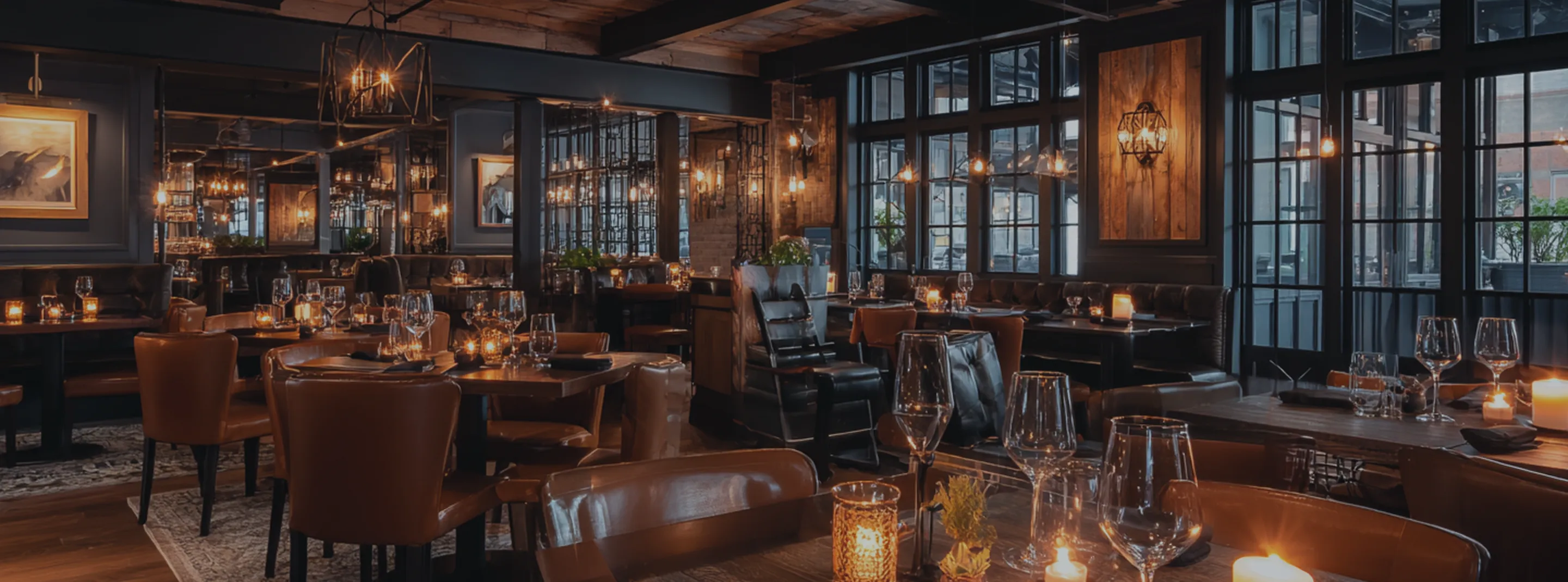Interior of the restaurant with people sitting